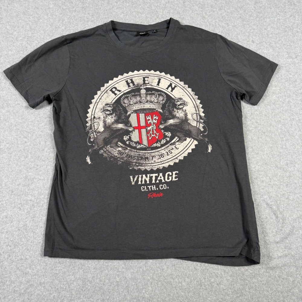 Fox Originals Mens Rhein Crest Grunge Skater T-Shirt Gray Large Short Sleeve